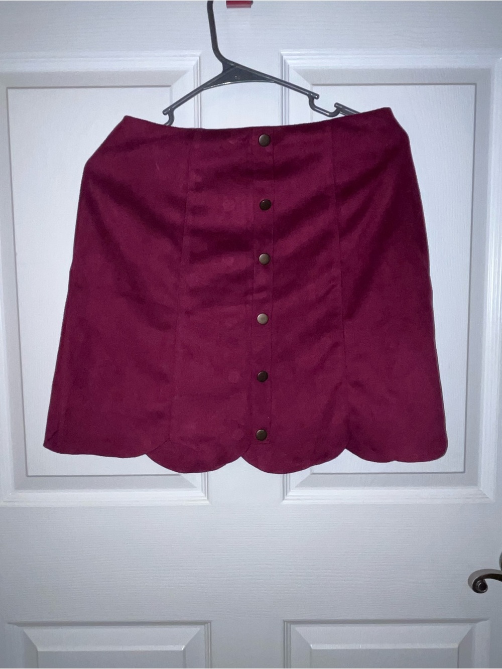LC Lauren Conrad Burgundy Scalloped Button-Front Mini Skirt